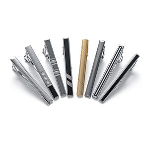 Men’s 8 Piece Metal Tie Bar Clip Set Gold Silver